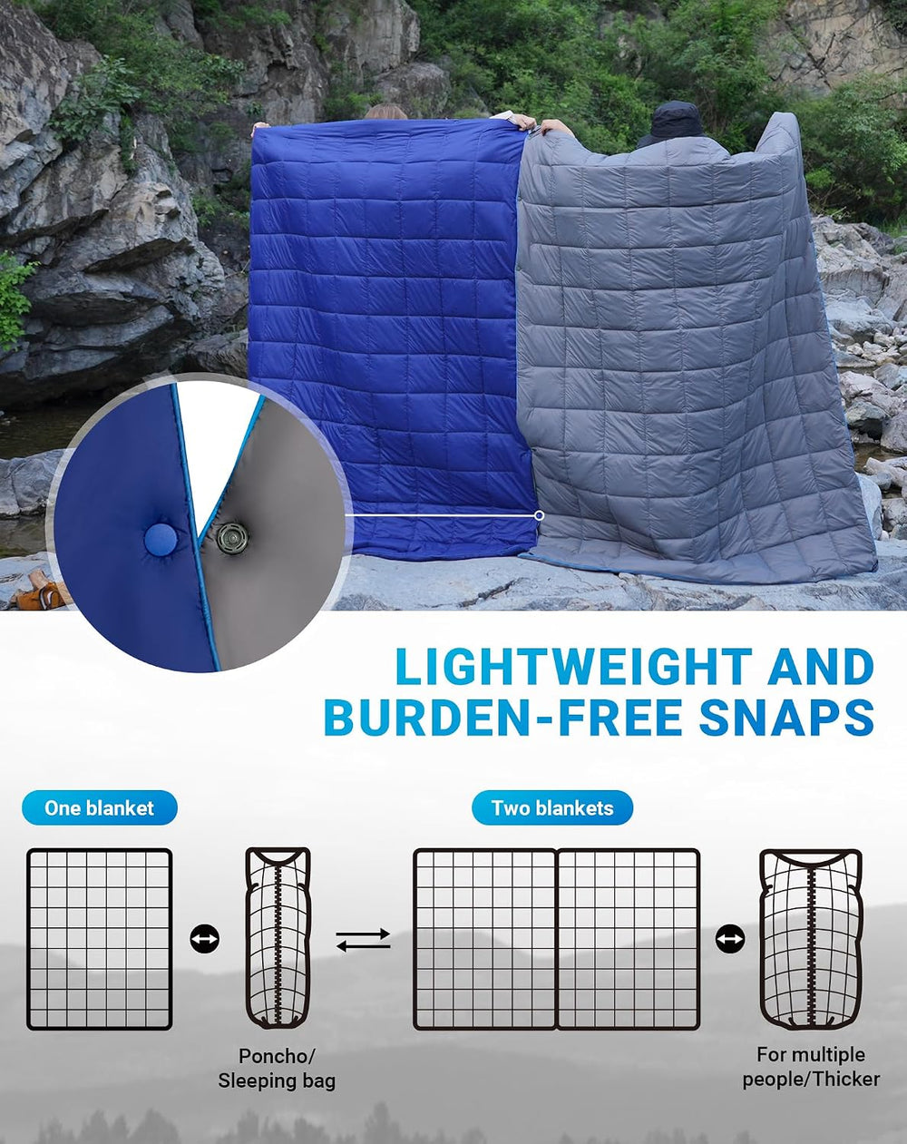 KingCamp Ultralight Camping Blanket, Wearable Packable Blanket 69" x 53&...