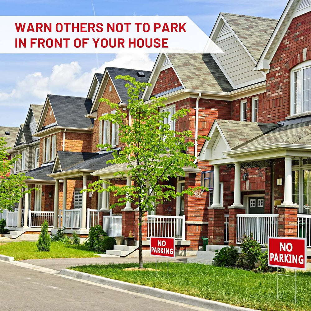 Blulu 16 Pcs 8 x 12 Inch No Parking Signs with Stakes, Red