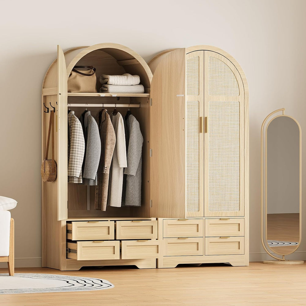 Armoire Wardrobe Closet with 4 Drawers - 2 Wood Bedroom Armoires and Wardrobe...