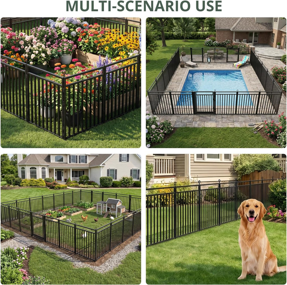 54ft (L) × 47in (H), 21 Panels & 3 Gates Garden Fence, Durable Outdoor Ya...