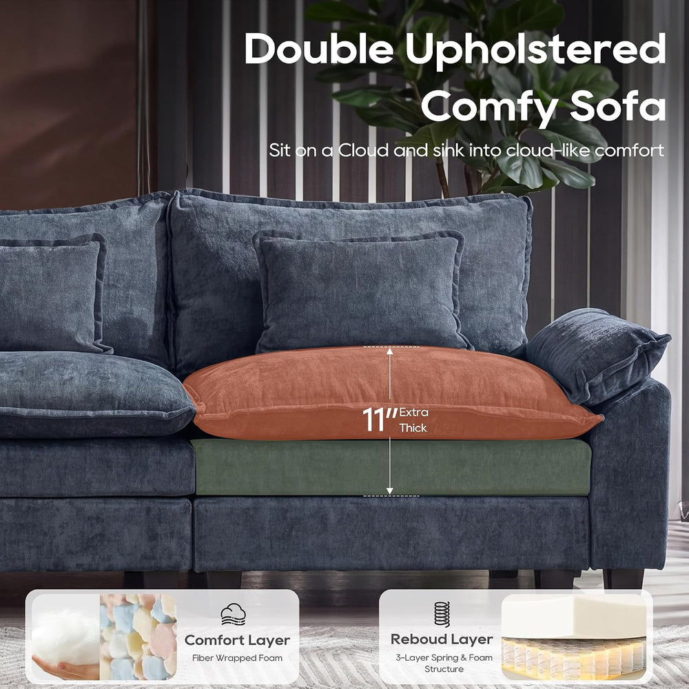 URRED Oversized Modular Sectional Sofa,Blue:122" U Shaped
