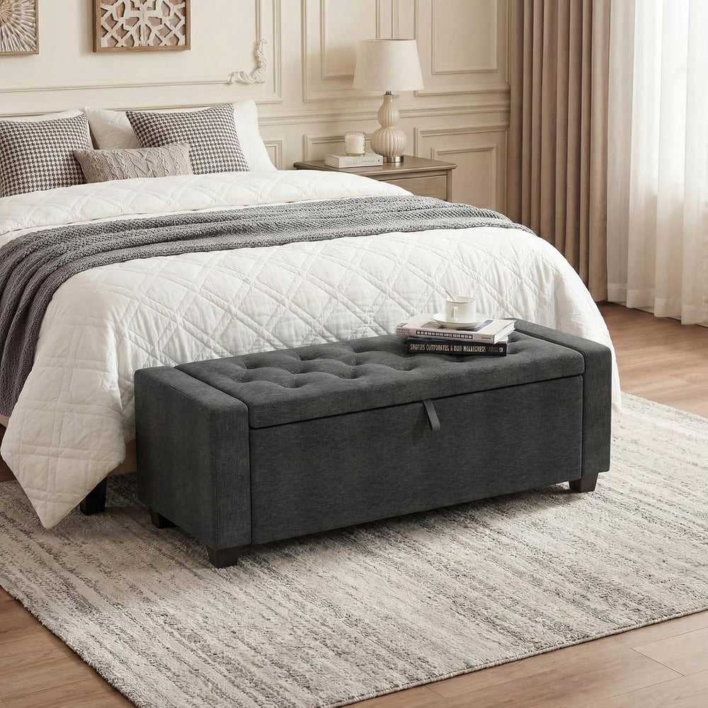 48" Ottoman with Storage,DarkGray Storage Ottoman Bench,Bench for Bedroom