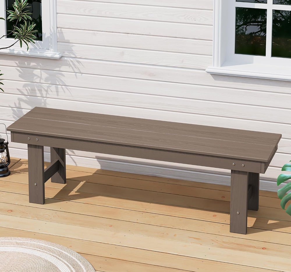 SERWALL 2-Person Backless Outdoor Bench 56 Inches, Coffee
