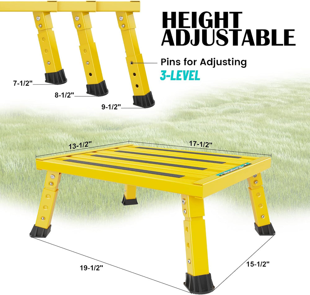 Marudina Large Platform RV Steps, 3-Level Adjustable Height Aluminum Folding ...