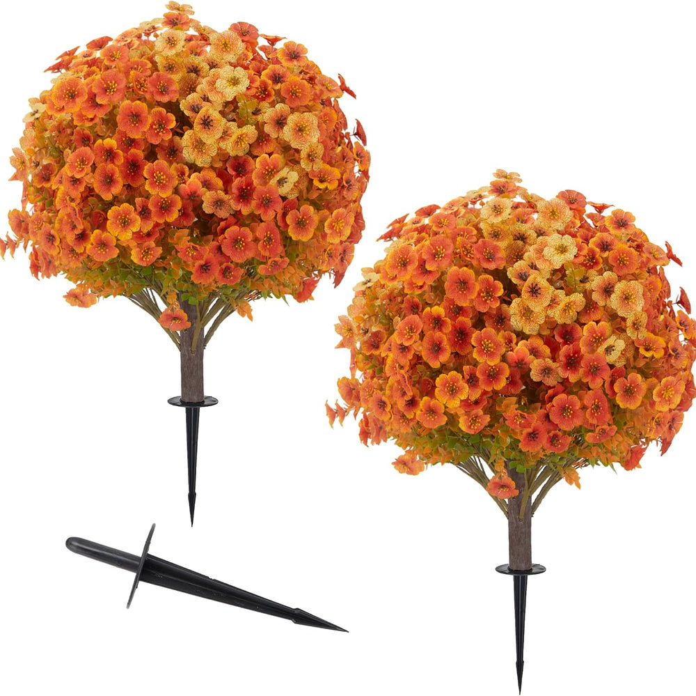 Set of 2 Artificial Fall Flower Topiary Balls, UV‑Resistant Faux Autumn Flora...