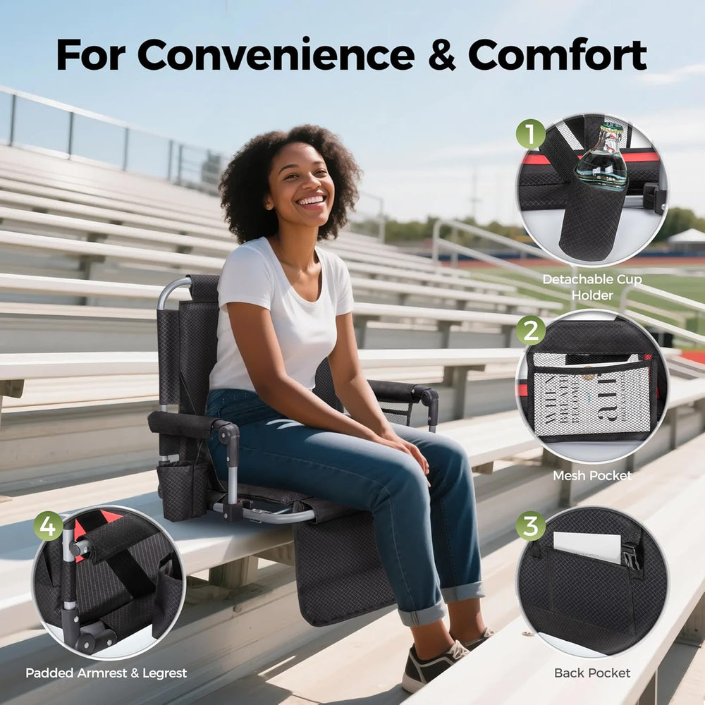 ALPHA CAMP Extra Wide Padded Stadium Seats for Bleachers with Back Support