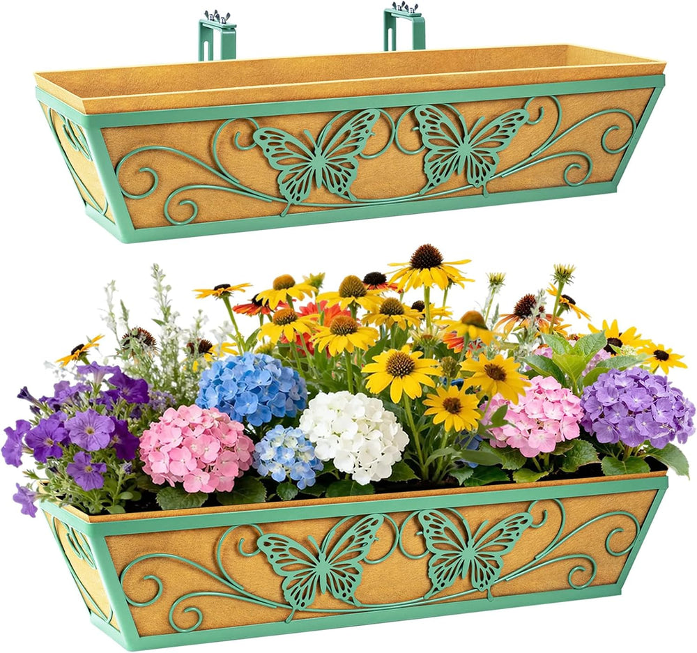 2 Pack 24 Inch Window Boxes Planter for Outdoor Plants - Green