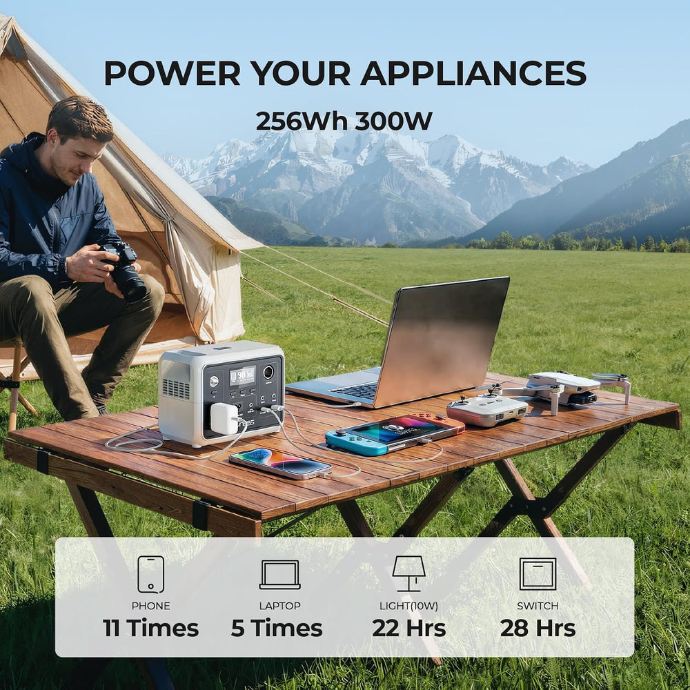 DYNESS Portable Power Station 300W, 256Wh Solar Generator with 110V Pure Sine...