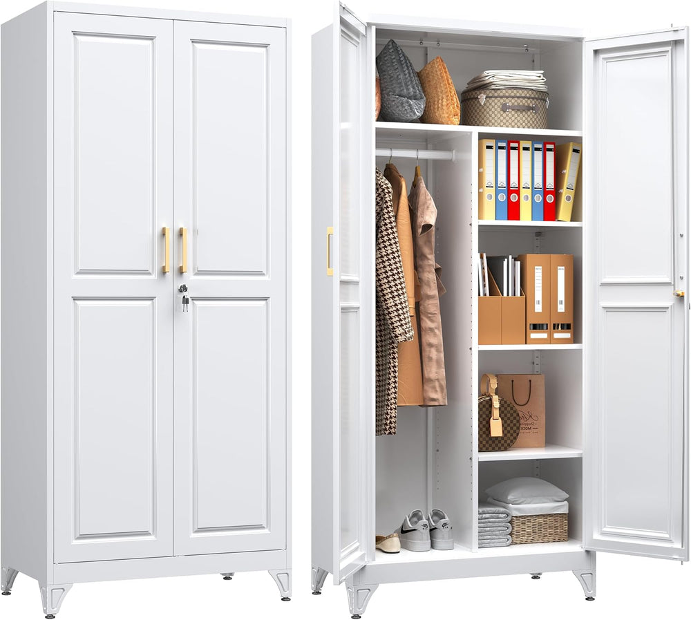 SteeLoong Armoire Wardrobe Closet,71" H Wardrobe Cabinet with Locking Doors