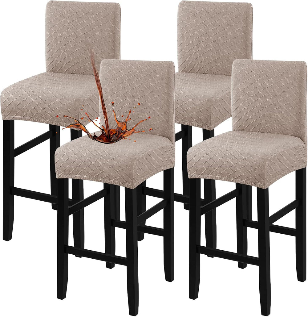 Fuloon Waterproof Barstool Covers Chair Slipcovers, Khaki, 4 Pack