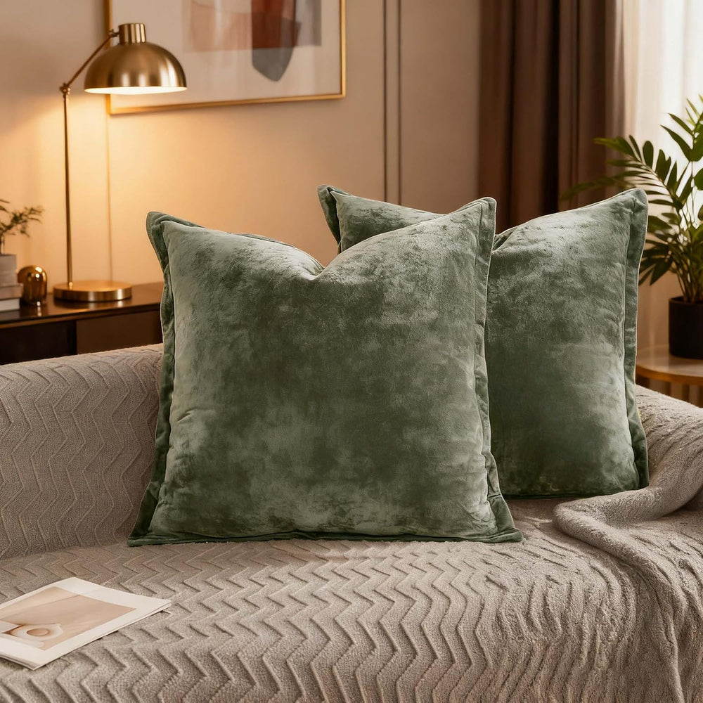 Velvet Pillow Covers 2 Pack Soft 26x26 Pillow Covers Solid Square Euro Shams ...