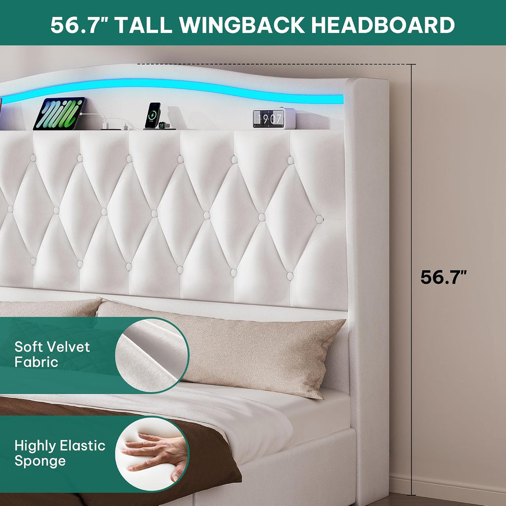 YITAHOME King Size Bed Frame with 4 Storage Drawers and RGB LED Lights