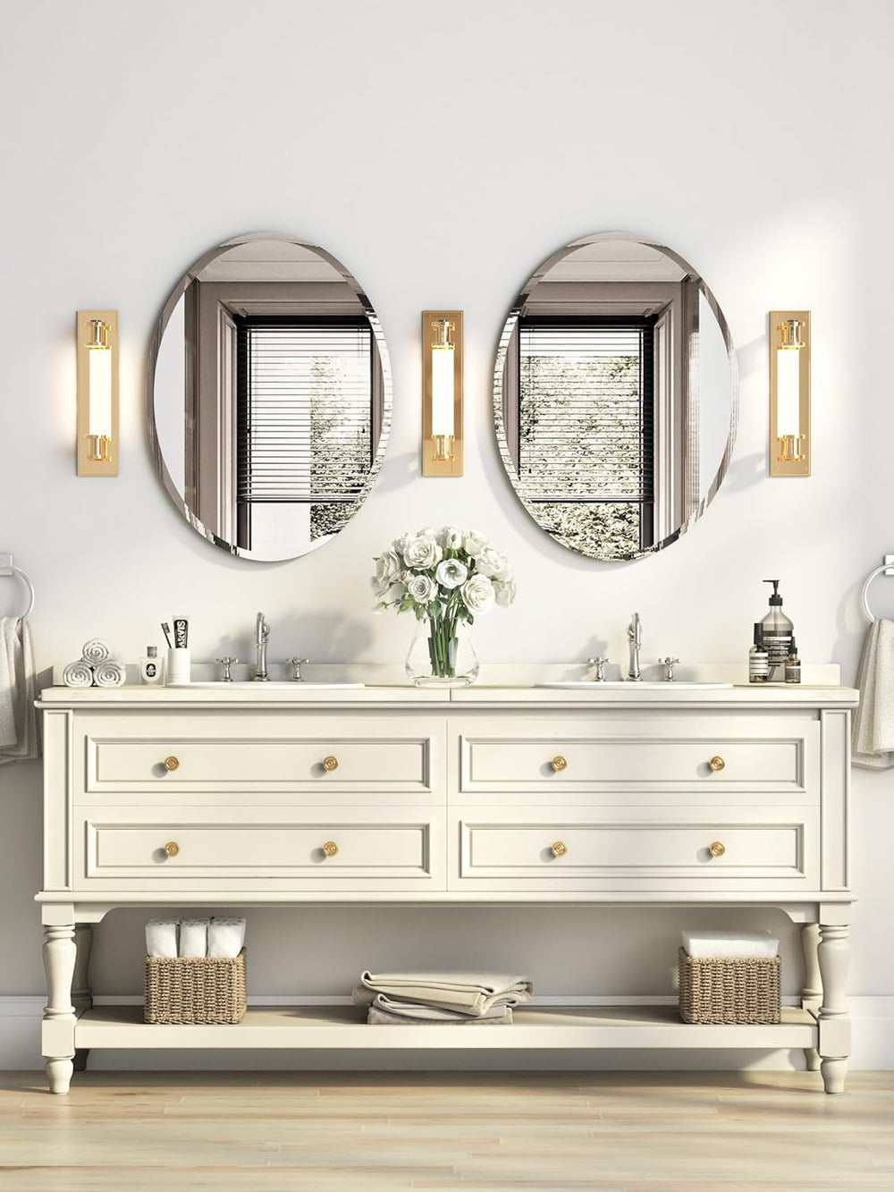 KOHROS 18 x 24 in Oval Bathroom Mirror for Over Sink,Frameless Wall Mirror