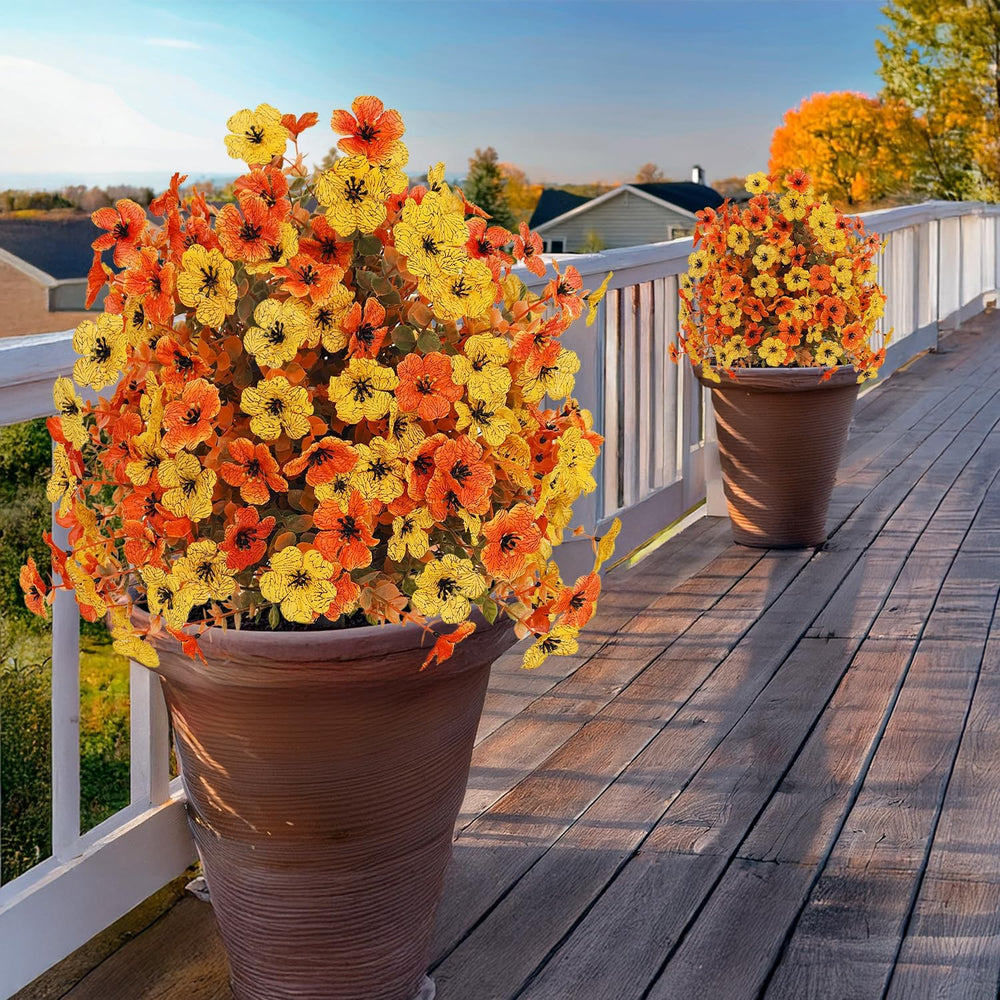 Outdoor Fall Artificial Flowers - 2 Pack Topiary Flower Balls with Ground Sta...