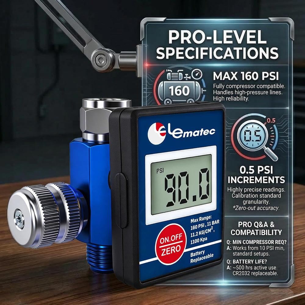 LE LEMATEC Digital Paint Gun Air Regulator with LED Gauge, 1/4 NPT