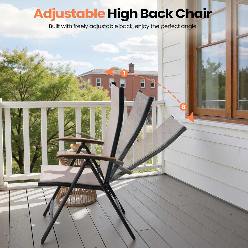 Pellebant 2 Piece Outdoor Dining Set for 2, Aluminum Foldable Dining Chairs