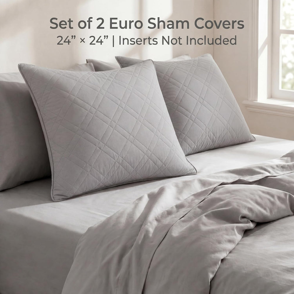 Simple&Opulence 100% Viscose Derived from Bamboo Euro Sham Covers 24x24, ...