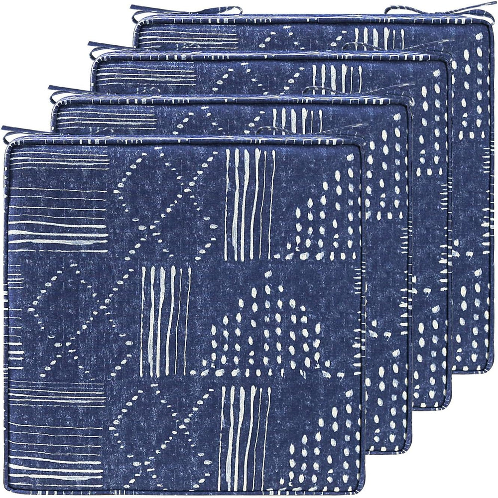 19 x 19 Inch Outdoor Chair Cushions with Tie Straps, Set of 4 Thick Water Rep...