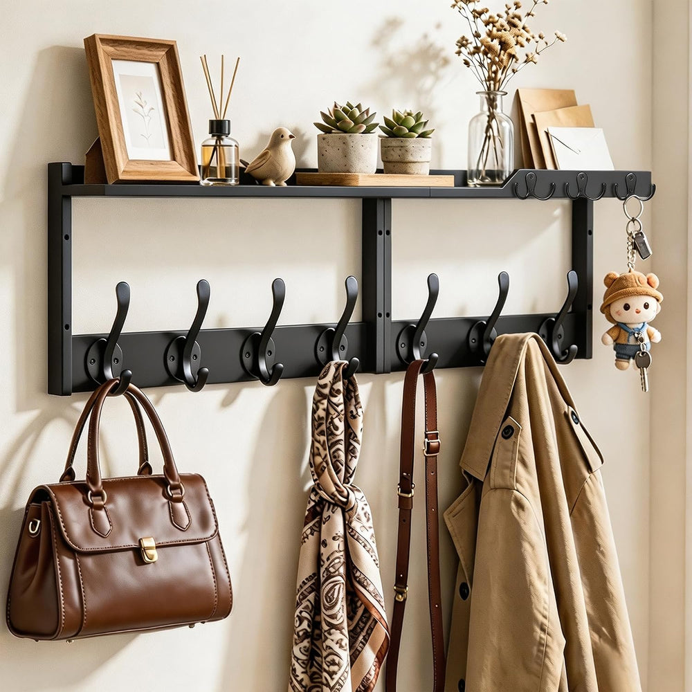 29" Coat Rack Wall Mount with Shelf for Entryway,Shelf with Hooks
