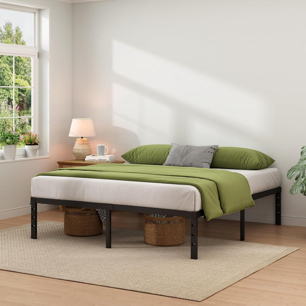 NEW JETO Metal Bed Frame,King Size Bed Frame with Storage Space,14 Inch