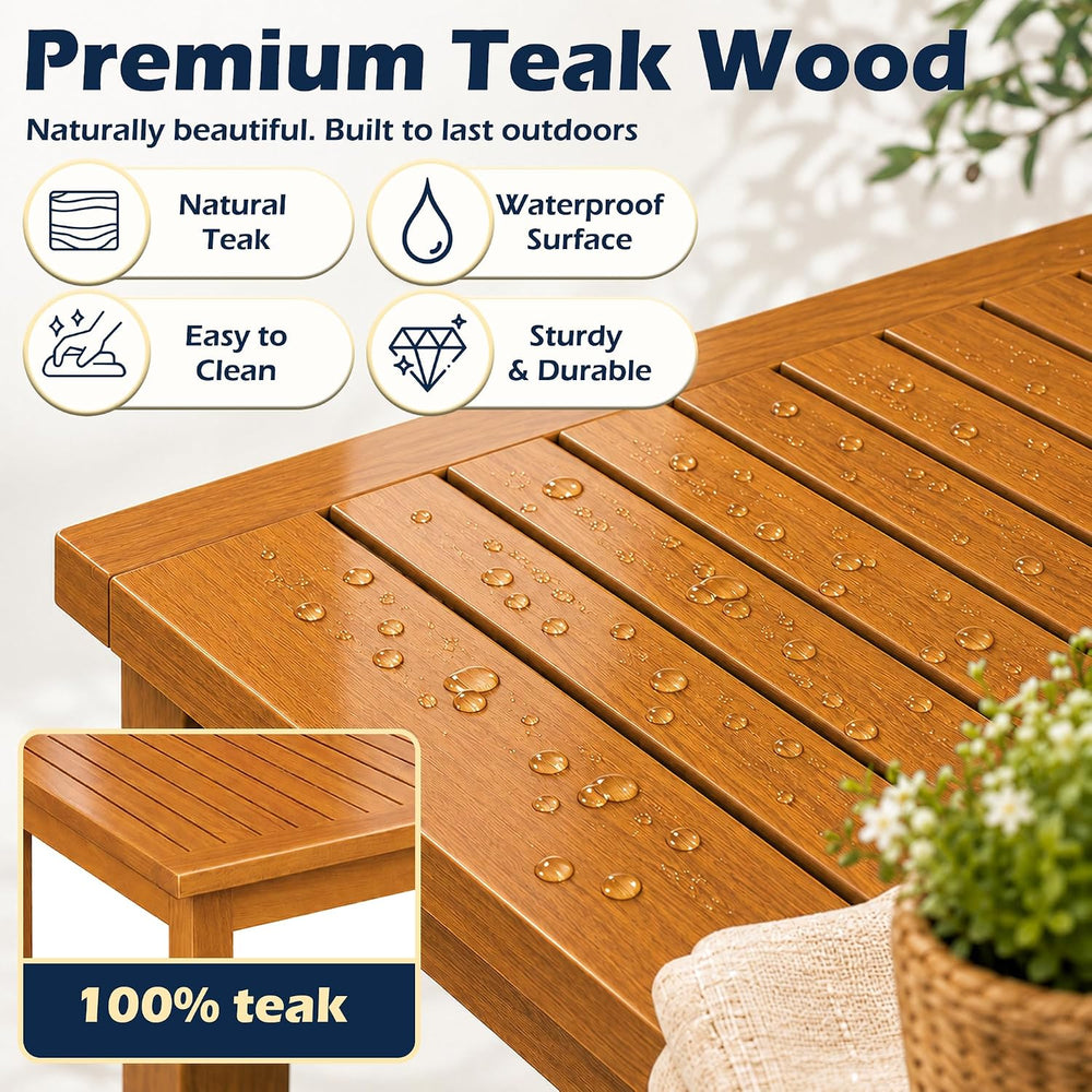 Outdoor Coffee Table for Patio, Solid 100% Teak Wood Patio Coffee Table