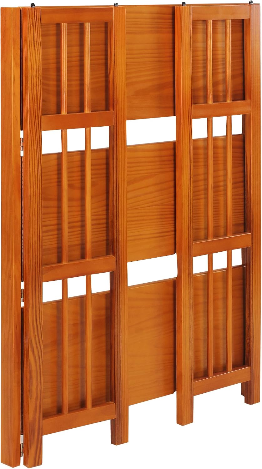 Casual Home 3-Shelf 27.5" Wide Folding Stackable Bookcase, Honey Oak (New)