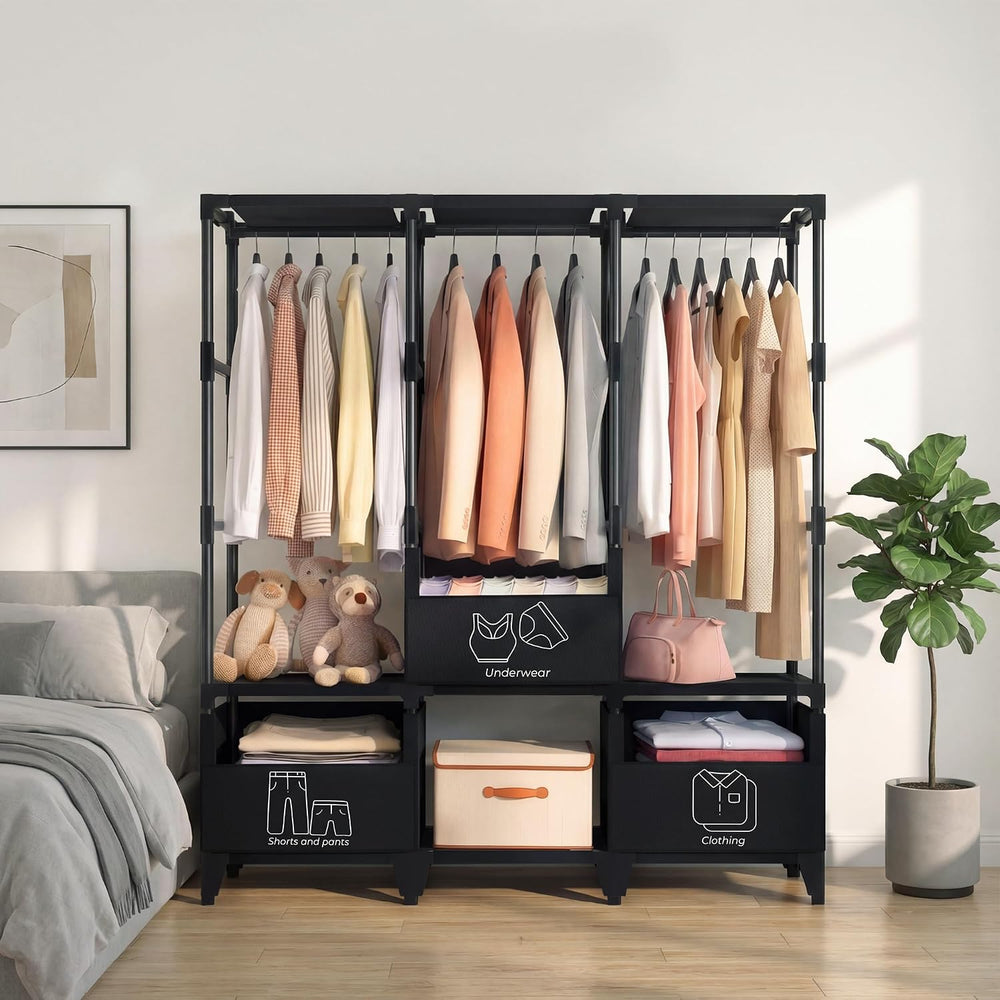 LOKEME Portable Closet,Sturdy Stable Large Capacity Wardrobe Closet