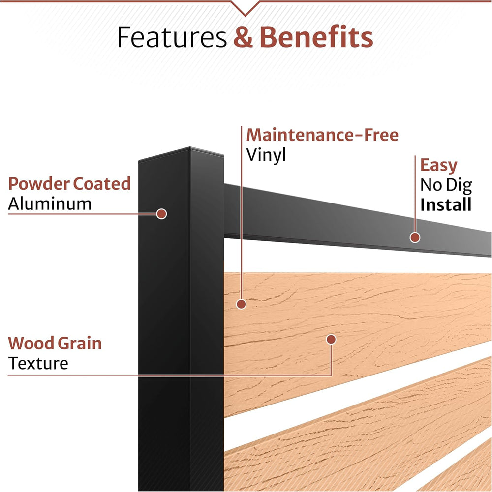 Enclo Vienna Privacy Screen, Cedar Vinyl DIY No Dig Kit