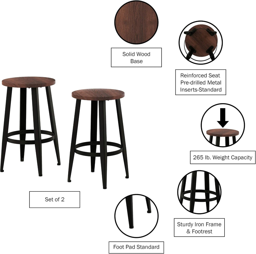 Home Lavish Counter Height Stools-Backless Kitchen or Dining Room Metal Base,...