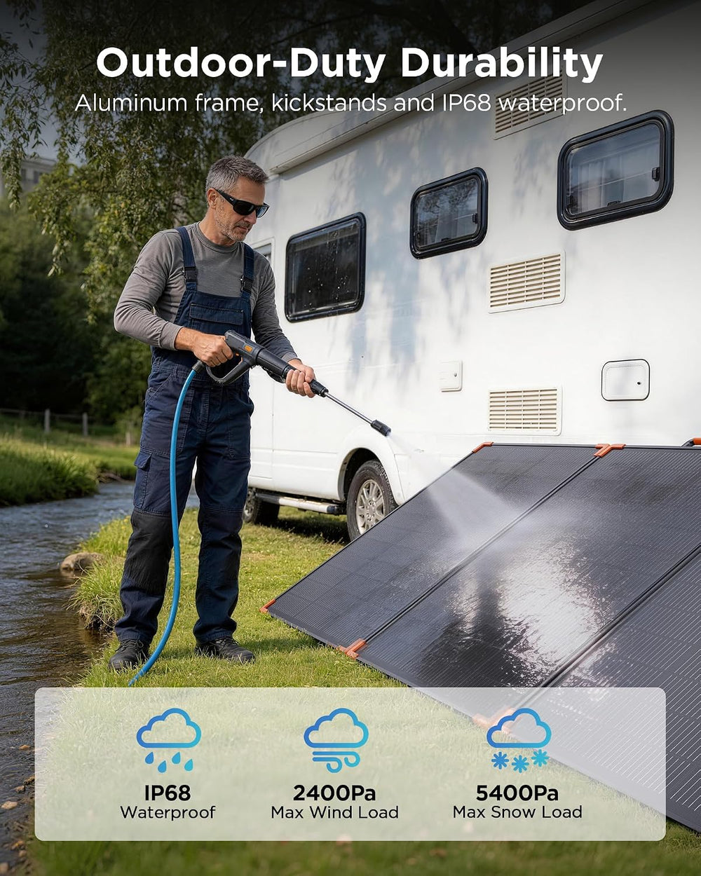 ZOUPW 350W Portable Solar Panel N-Type 16BB for Power Station