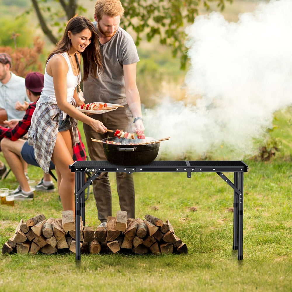 Anbte 3 ft Folding Grill Table, Aluminum Camping Table 3 Heights Max 27.5"