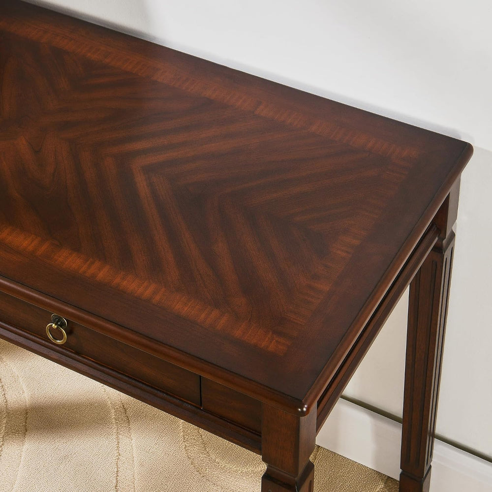Solid Wood Writing Desk with 2 Drawers, 46"W Large Secretary Table