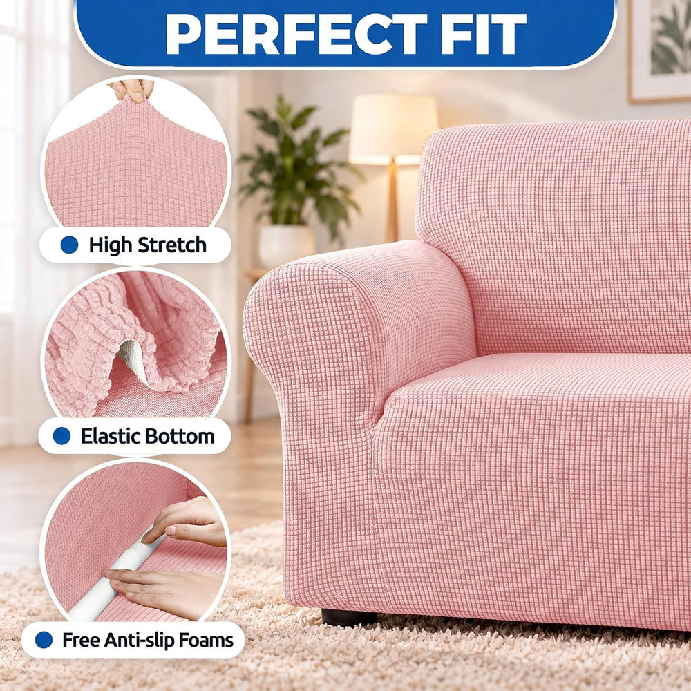 KEKUOU Stretch Chair Sofa Slipcover, Single Couch Cover,Dusty Pink