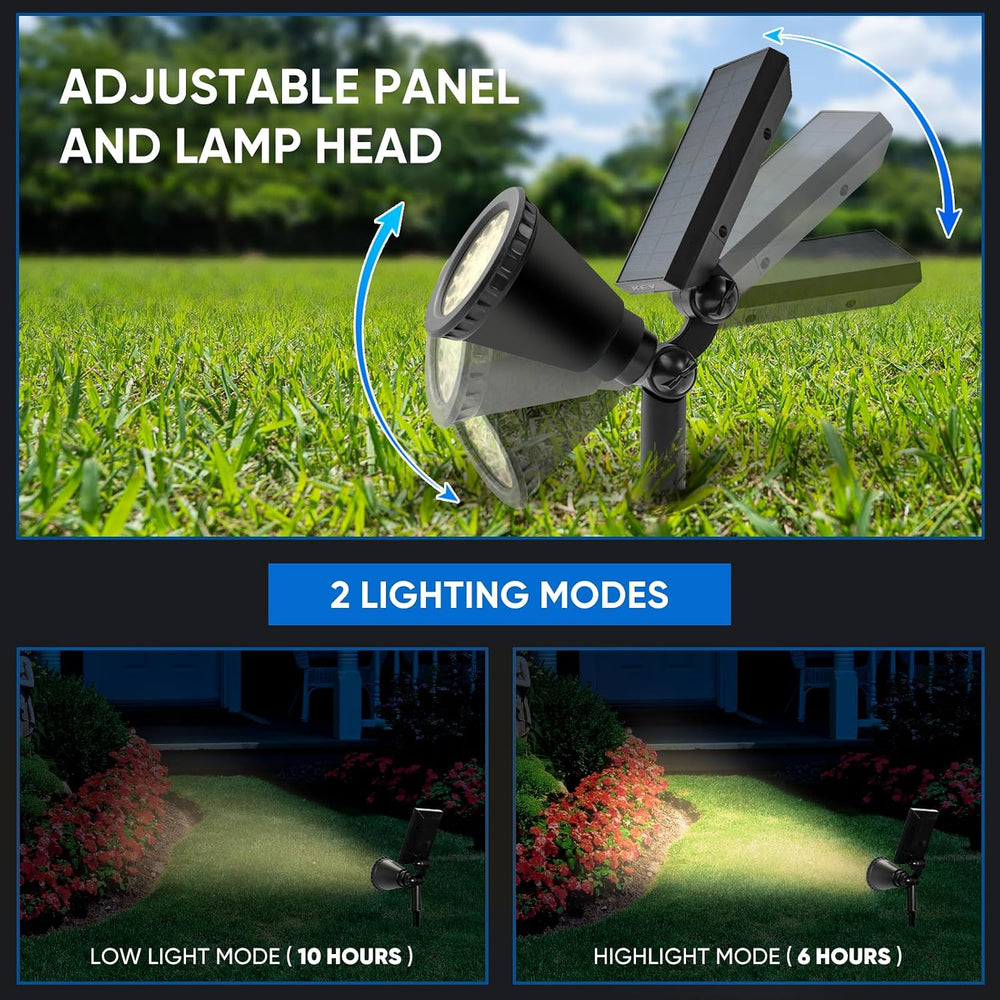 KEV 800LM Solar Spot Lights Outdoor Waterproof,Warm White,4‑Pack