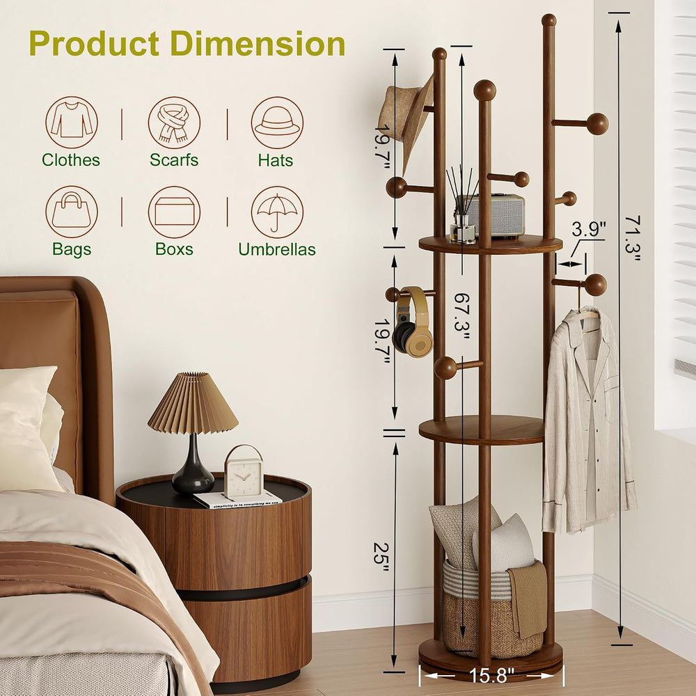 FROMJBEST Coat Rack Freestanding, Coat Tree Entryway, Mid-Century, Walnut