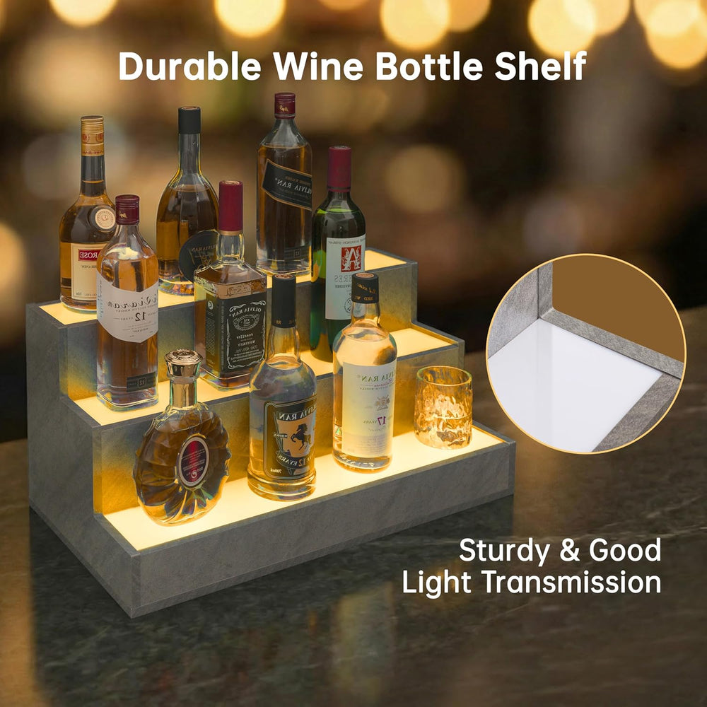 Cubehom Wine Rack LED Liquor Bottle Display Shelf for Home Bar Stand Decor