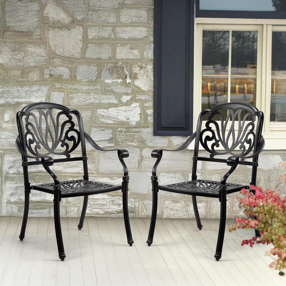 Outvita 2 Piece Outdoor Bistro Dining Chair Set, All-Weather Cast Aluminum Di...