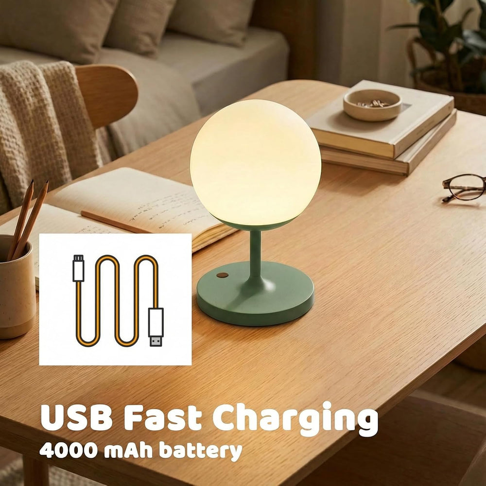 WEILAILUX Shower Lamp Waterproof, Cordless Globe Table Lamp Gold Short