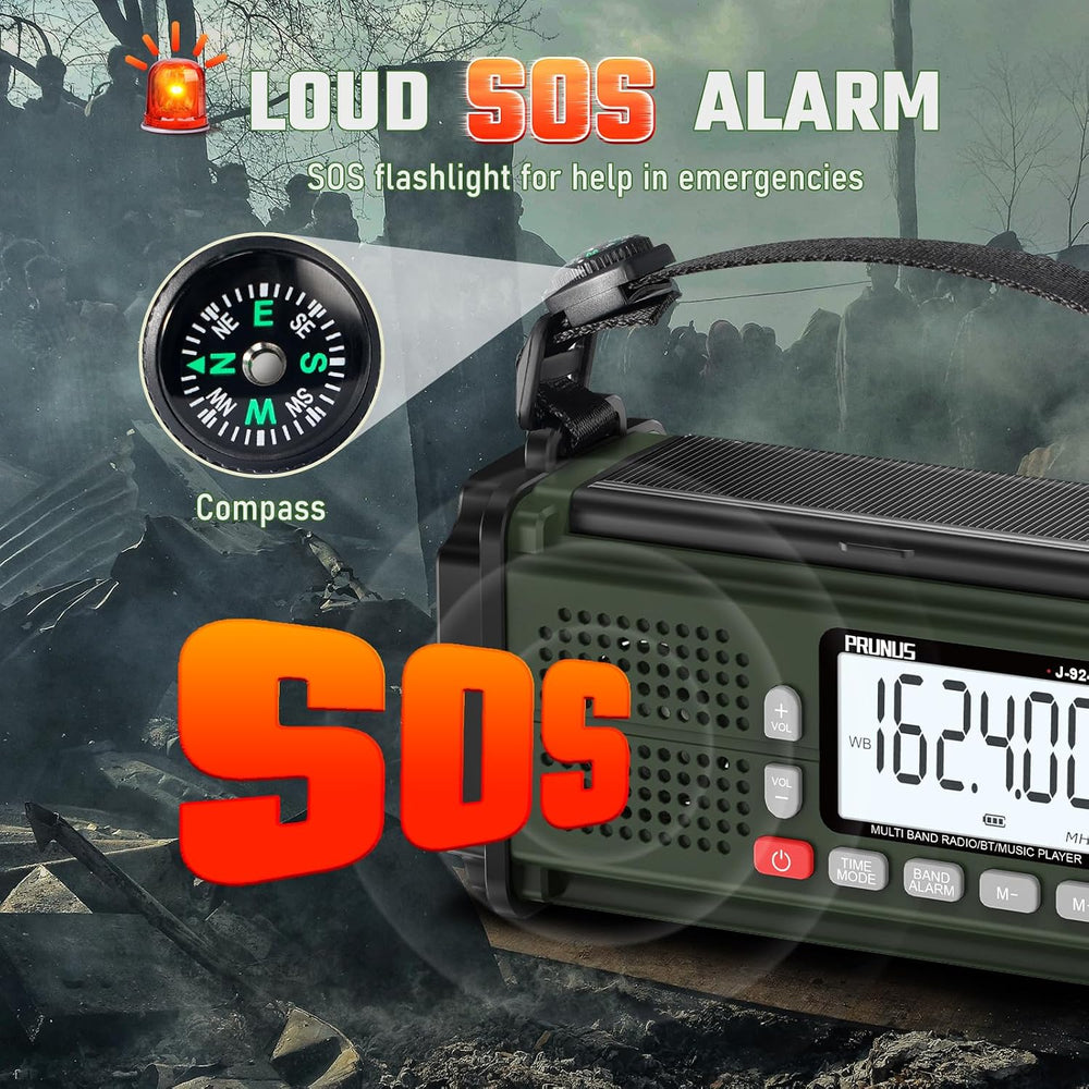 PRUNUS J-924 10000mAh/37000mWh Hand Crank Emergency Radio NOAA AM FM SW