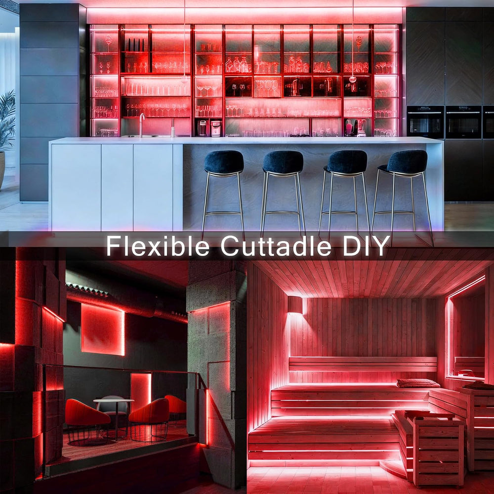 Red COB 20Ft LED Strip Lights 24V Dimmable High CRI95+ Ultra Bright Flexible ...
