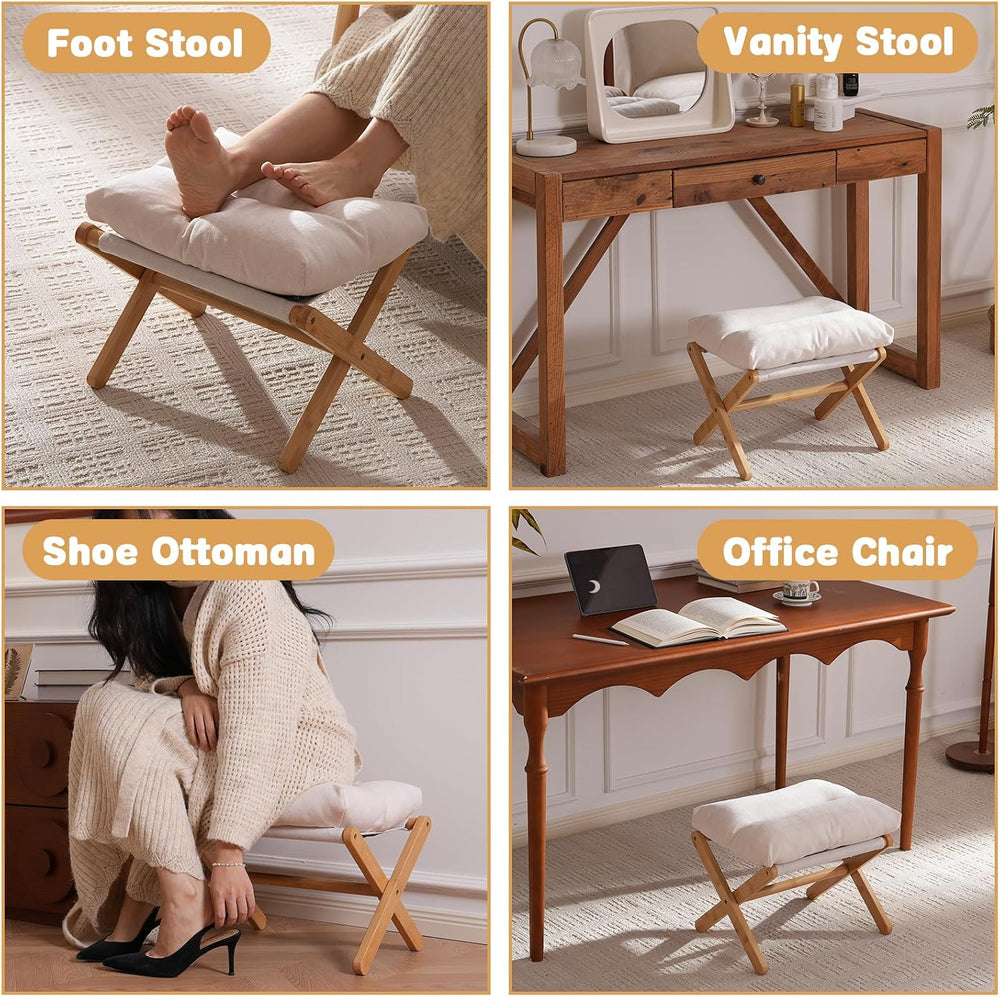 Baveke Foldable Ottoman Foot Rest for Chair, Small Foot Stools Ottoman for Ho...