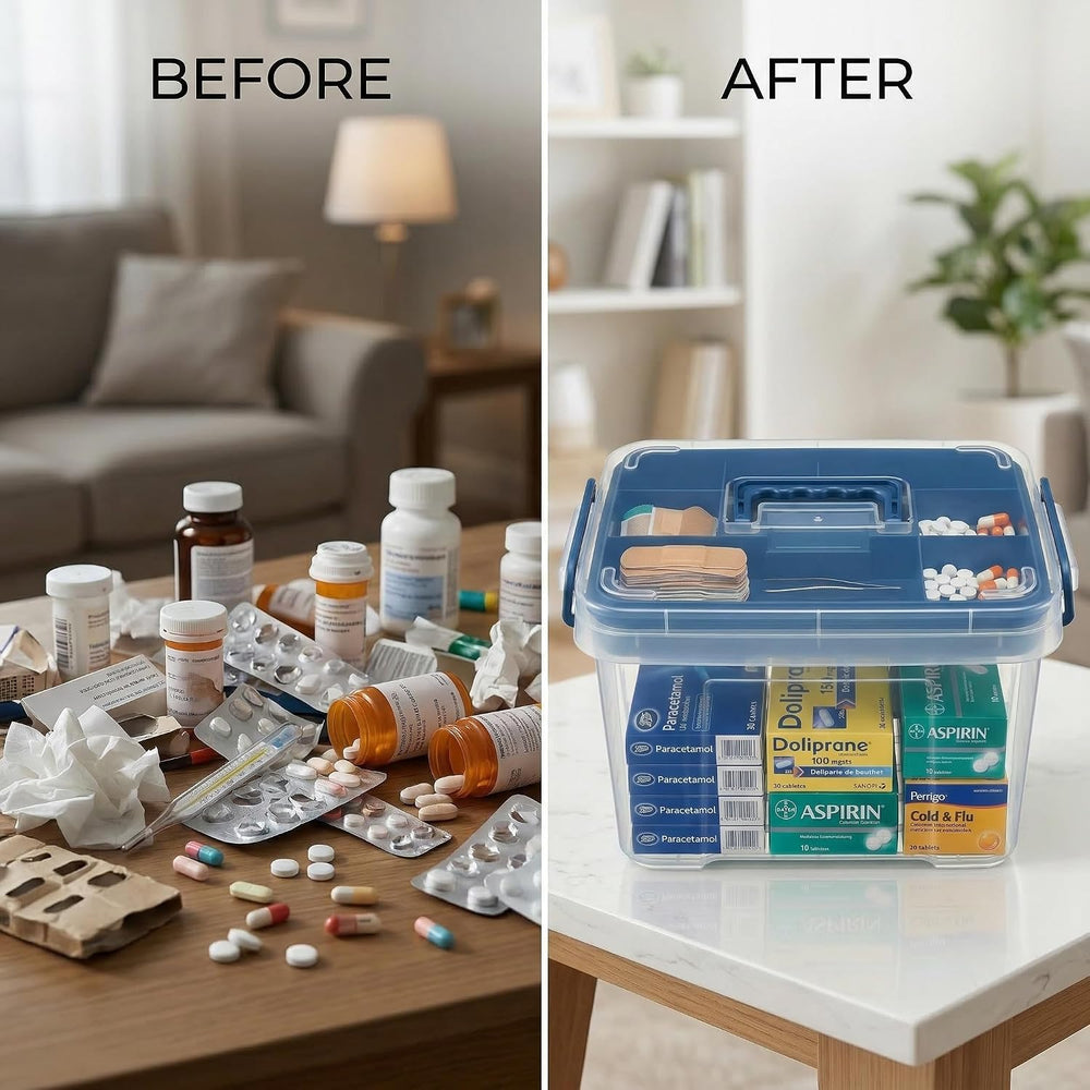 Pulseplay Clear Medicine Storage Box with Handle Blue