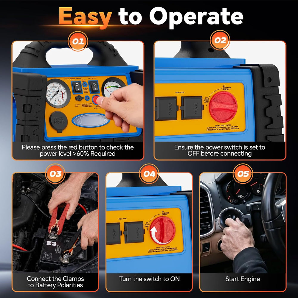 Car Jump Starter with Air Compressor, 1800A Battery Booster Pack for Up to 8....