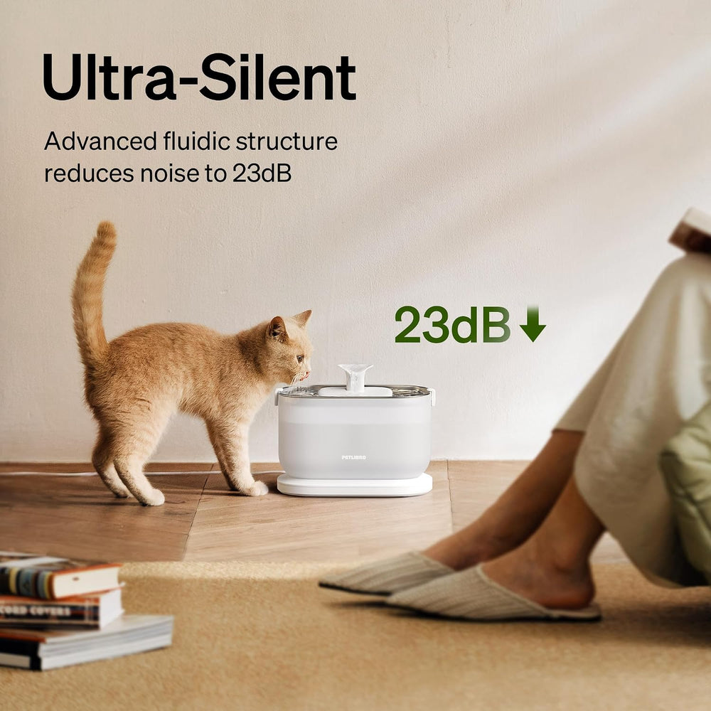 PETLIBRO Cat Water Fountain Stainless Steel Tray, Wireless Pump Cat Fountain,...
