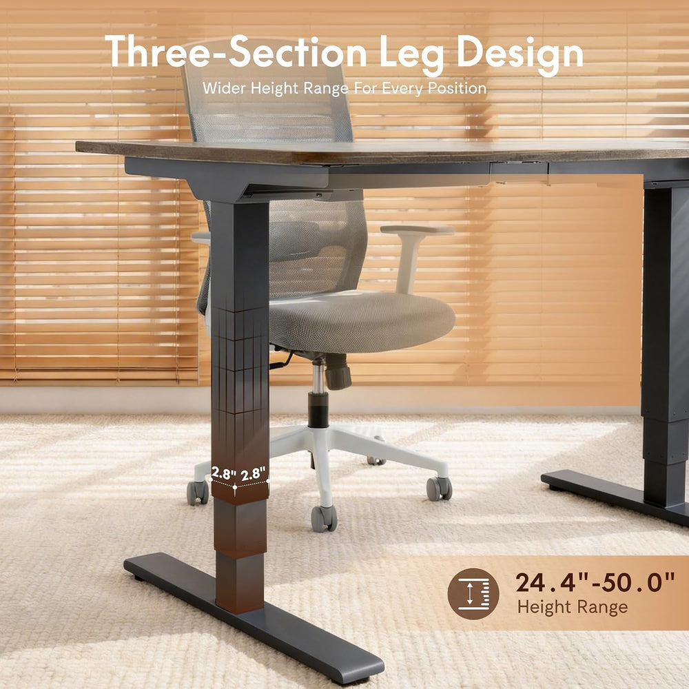 FLEXISPOT E6 MAX Acacia Solid Wood Dual Motor Standing Desk, 48 x 24
