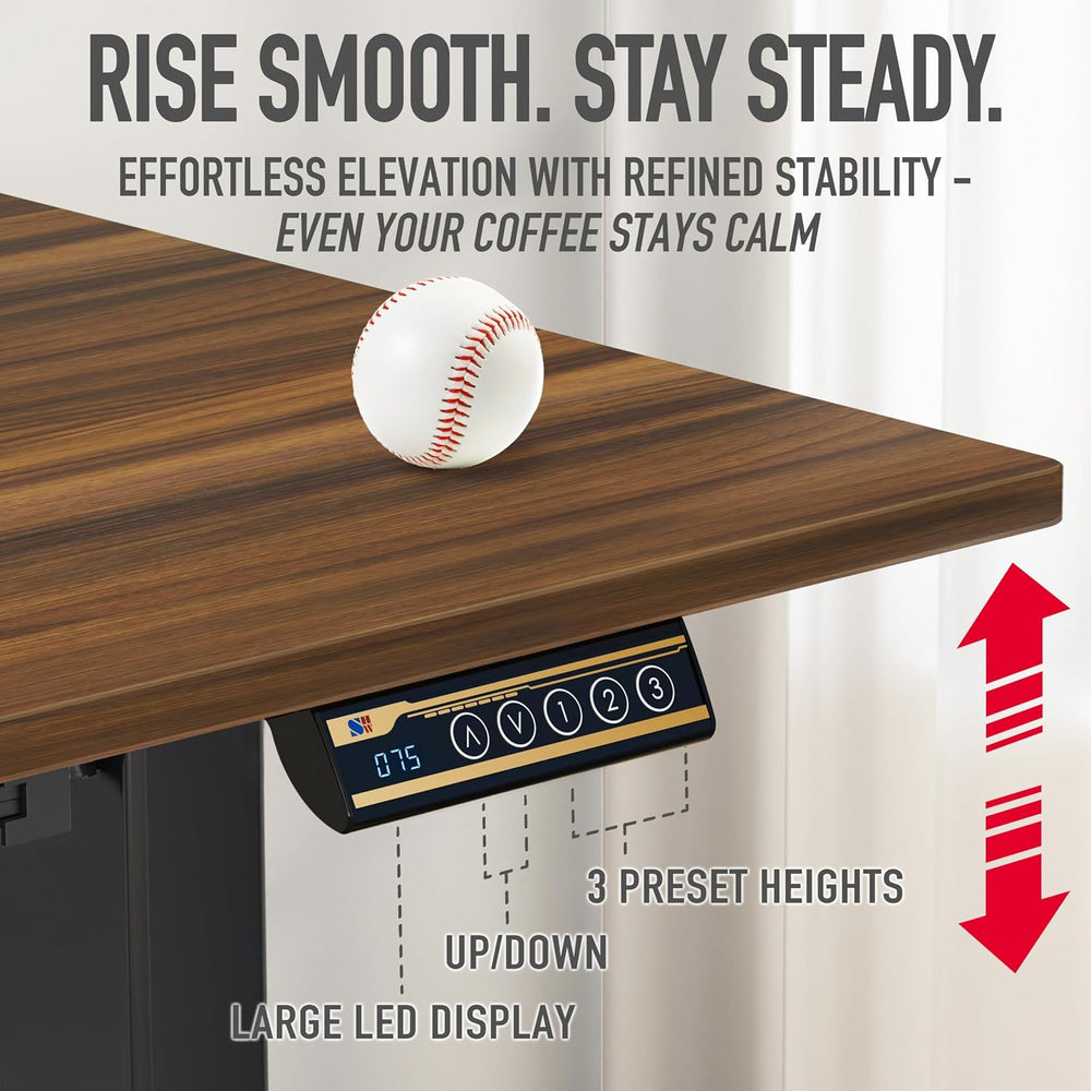 SHW 48-Inch Electric Height Adjustable Standing Desk w/ Drawer, Walnut