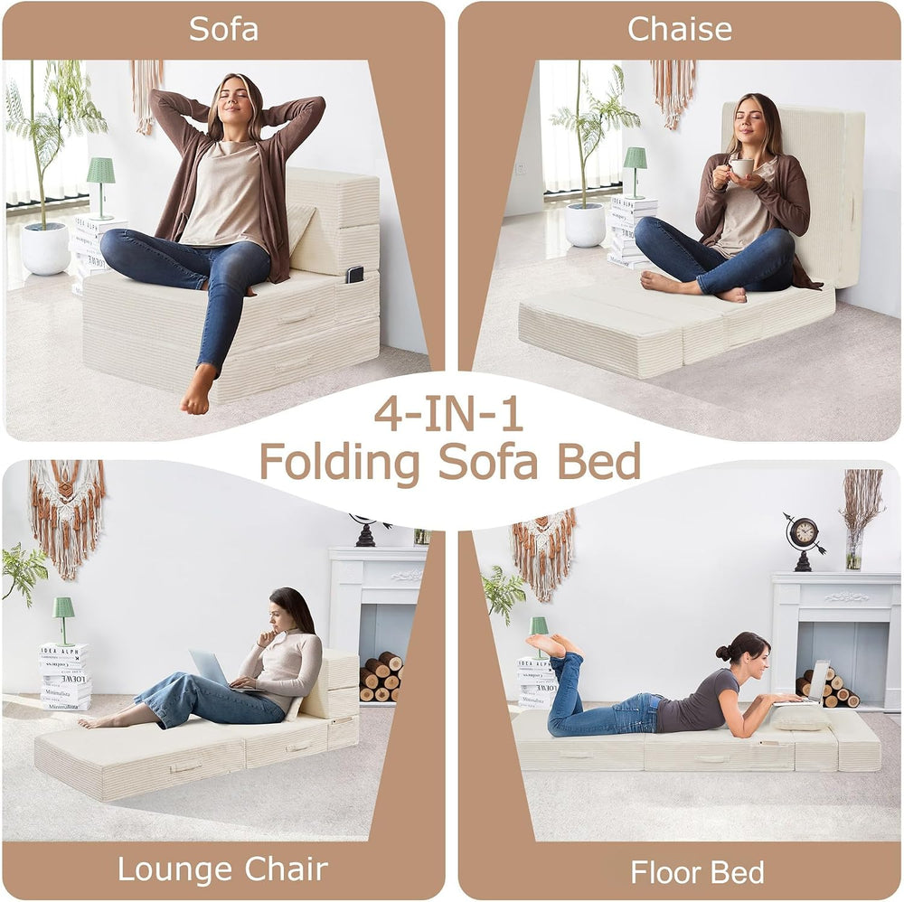 Folding Sofa Bed, Convertible Sleeper Chair Bed, Floor Sofa with Bag
