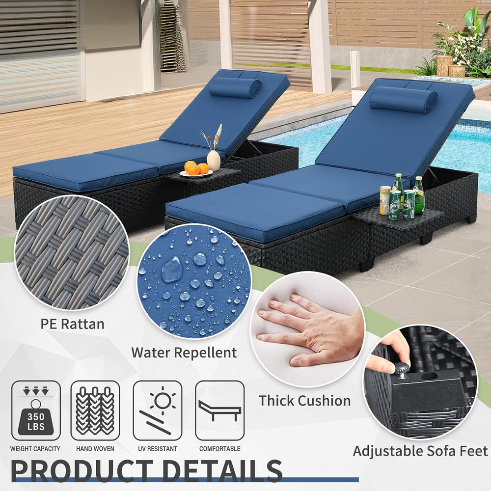 WAROOM Outdoor Chaise Lounge Chairs for Outside Patio Furniture Set of 2 Wick...