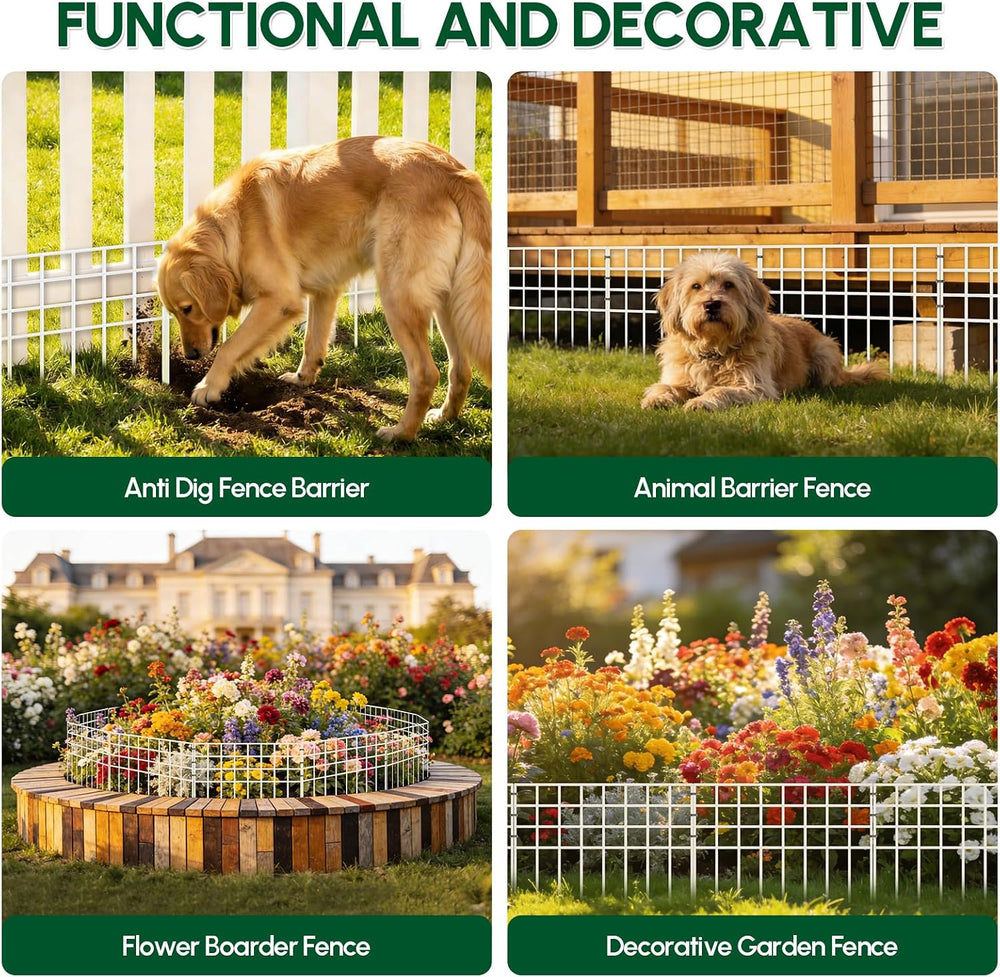 17ft(L) x 13in(H) Garden Fence Animal Barrier, 12 Panels No Dig Fence Panels ...
