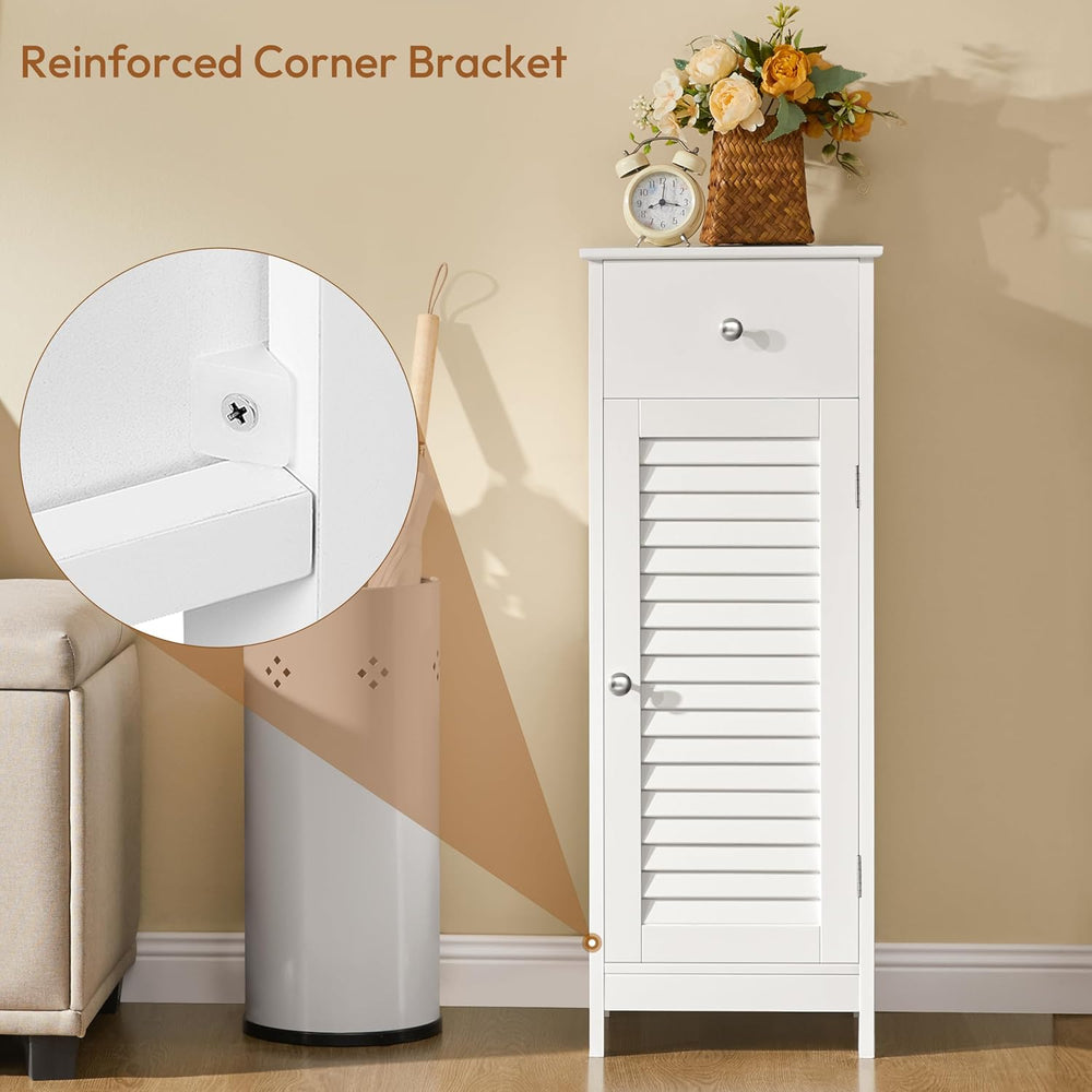 Yaheetech Small Bathroom Storage Cabinet with Drawer & Louvered Door, White